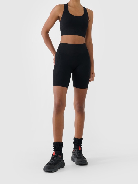 Damskie legginsy kolarki treningowe 4F 4FWSS26TFSTF087 - czarne