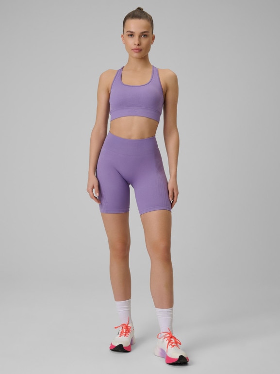 Damskie legginsy kolarki treningowe 4F 4FWSS26TFSTF087 - fioletowe