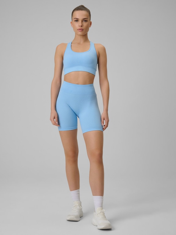 Damskie legginsy kolarki treningowe 4F 4FWSS26TFSTF087 - niebieskie