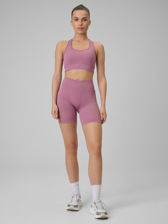 Damskie legginsy kolarki treningowe 4F 4FWSS26TFSTF087 - różowe