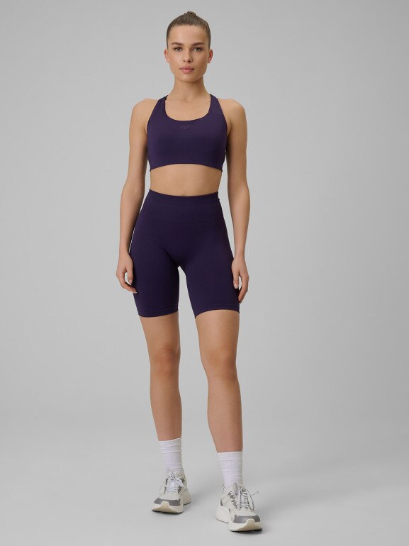 Damskie legginsy kolarki treningowe 4F 4FWSS26TFSTF109 - fioletowe