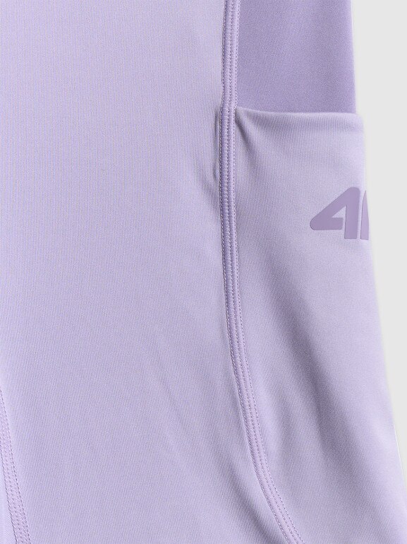 Damskie legginsy krótkie treningowe 4F 4FWSS26TFSTF071 - fioletowe