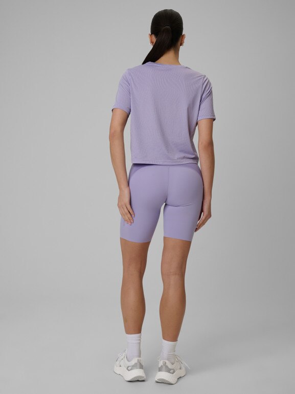 Damskie legginsy krótkie treningowe 4F 4FWSS26TFSTF071 - fioletowe