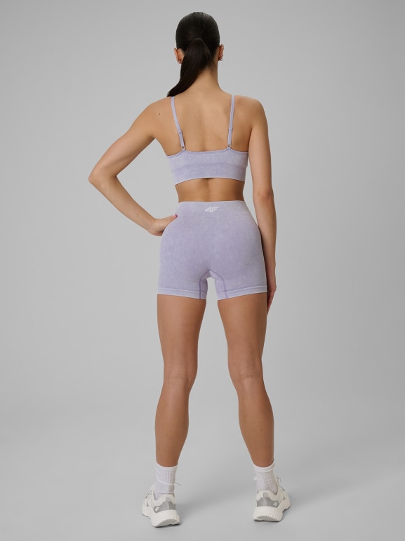 Damskie legginsy krótkie treningowe 4F 4FWSS26TFSTF072 - fioletowe