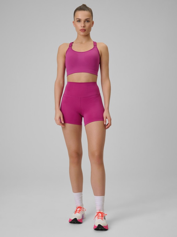 Damskie legginsy krótkie treningowe 4F 4FWSS26TFSTF086 - różowe