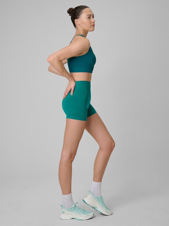 Damskie legginsy krótkie treningowe 4F 4FWSS26TFSTF086 - turkusowe