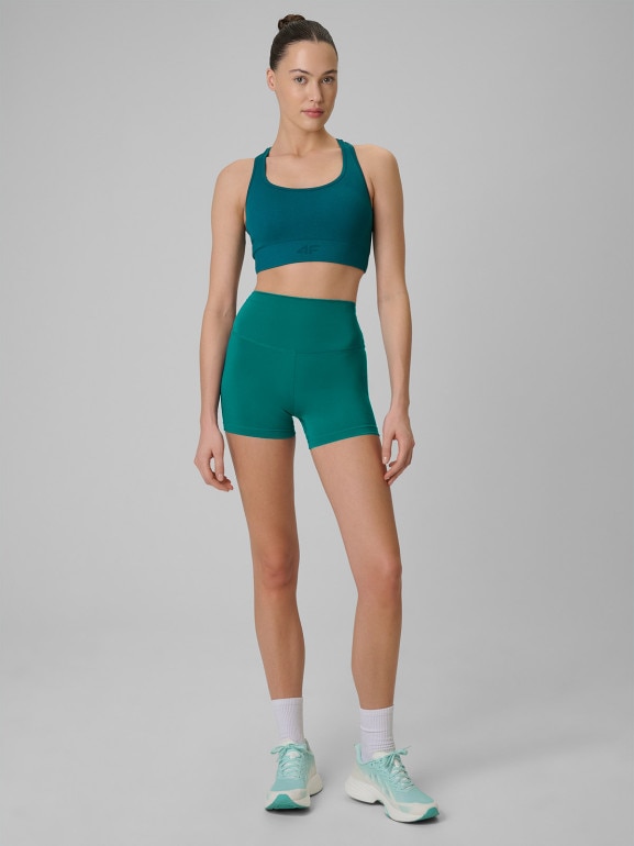 Damskie legginsy krótkie treningowe 4F 4FWSS26TFSTF086 - turkusowe