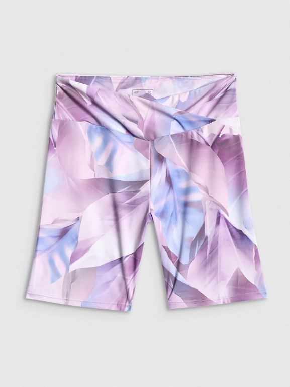 Damskie legginsy krótkie z nadrukiem 4F 4FWSS26TSTIF018 - multikolor