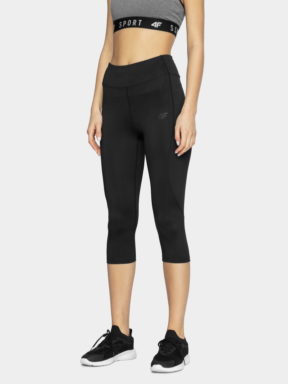 Damskie legginsy treningowe 3/4 4F NOSH4-SPDF350 - czarne