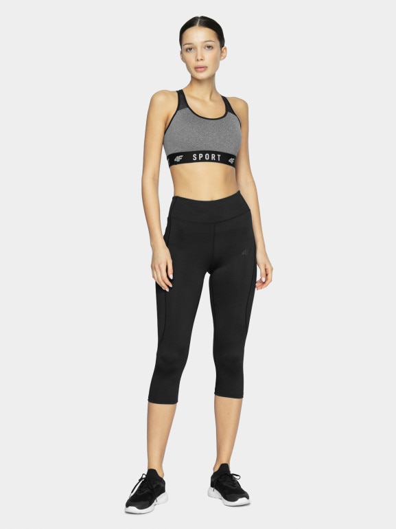 Damskie legginsy treningowe 3/4 4F NOSH4-SPDF350 - czarne