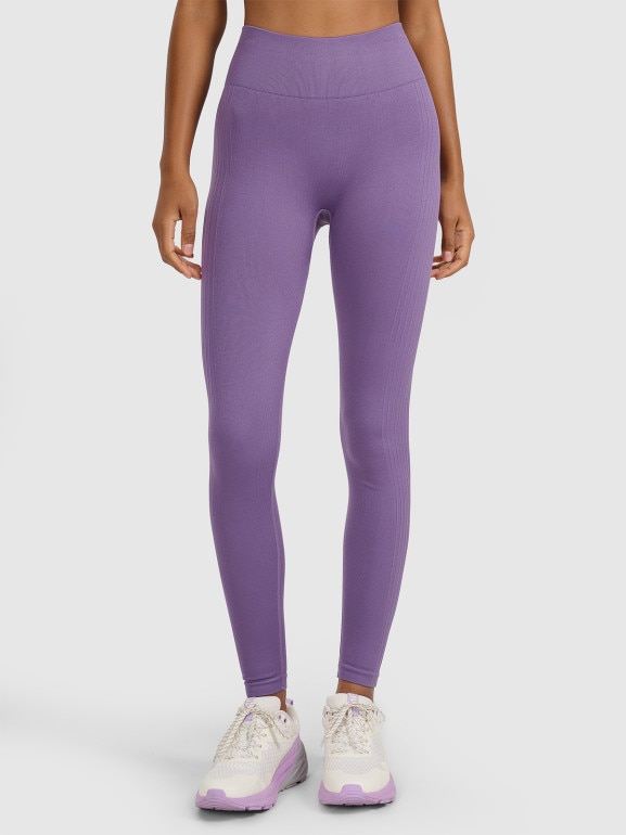 Damskie legginsy treningowe 4F 4FWAW25TFTIF359 - fioletowe