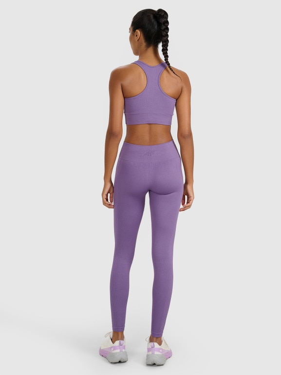 Damskie legginsy treningowe 4F 4FWAW25TFTIF359 - fioletowe