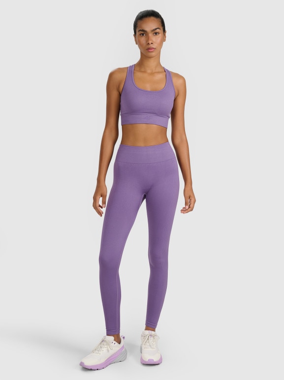 Damskie legginsy treningowe 4F 4FWAW25TFTIF359 - fioletowe