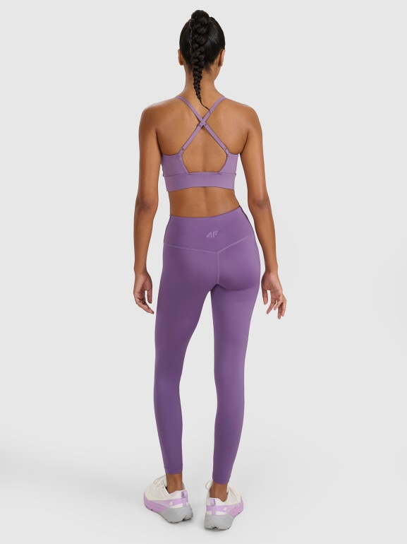 Damskie legginsy treningowe 4F 4FWAW25TFTIF360 - fioletowe