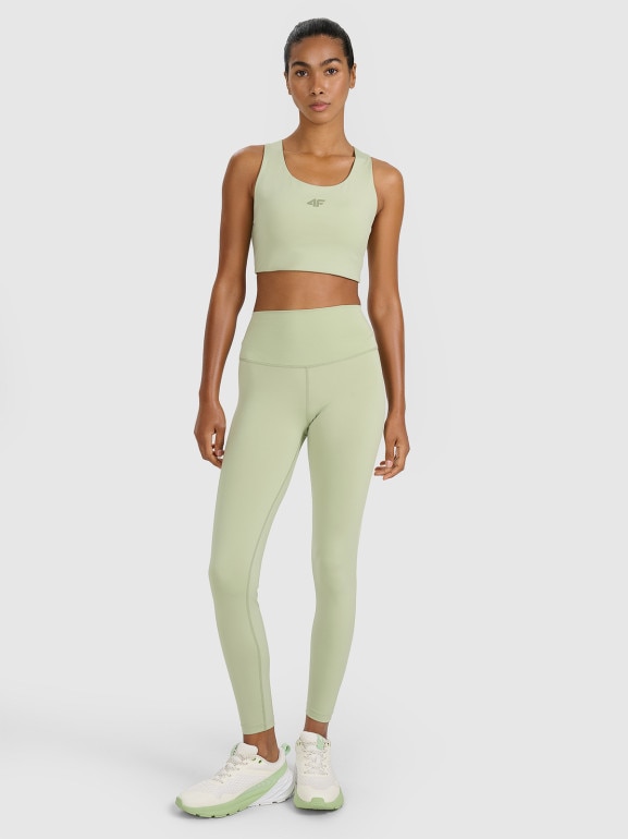 Damskie legginsy treningowe 4F 4FWAW25TFTIF360 - zielone