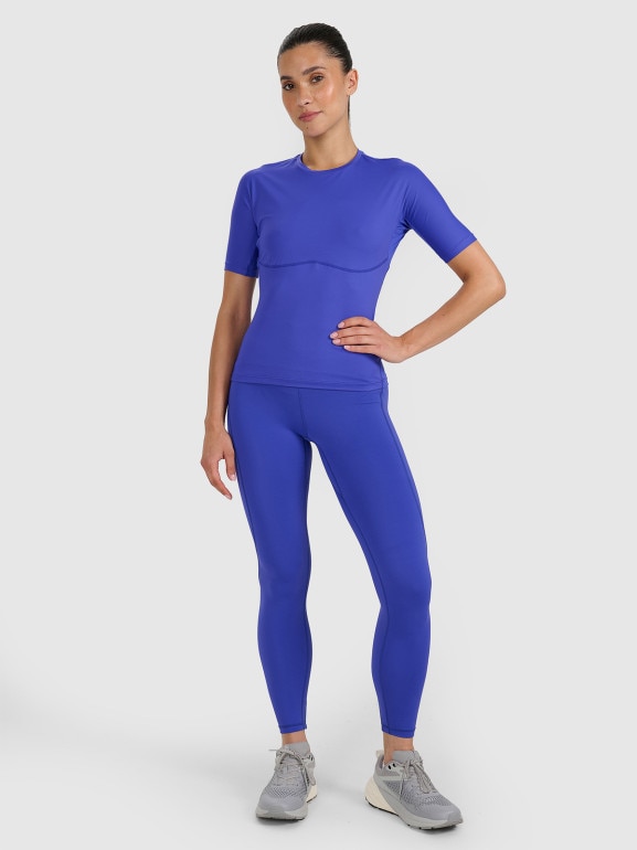 Damskie legginsy treningowe 4F 4FWAW25TFTIF363 - niebieskie