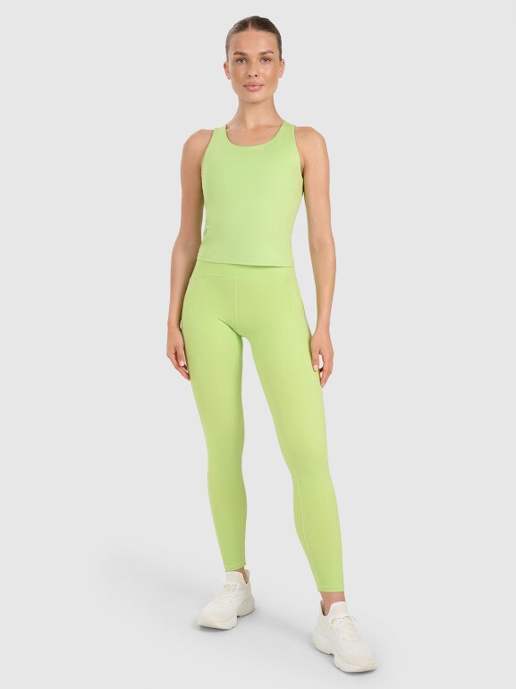 Damskie legginsy treningowe 4F 4FWAW25TFTIF363 - zielone