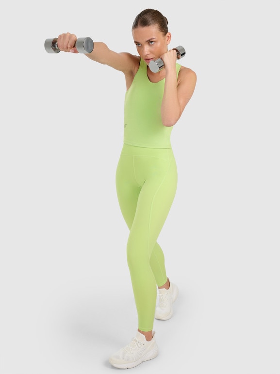 Damskie legginsy treningowe 4F 4FWAW25TFTIF363 - zielone