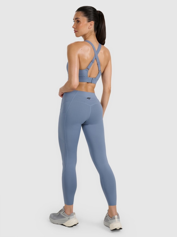 Damskie legginsy treningowe 4F 4FWAW25TFTIF364 - niebieskie