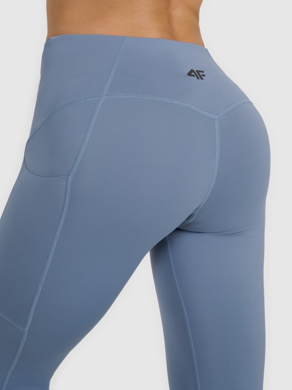 Damskie legginsy treningowe 4F 4FWAW25TFTIF364 - niebieskie