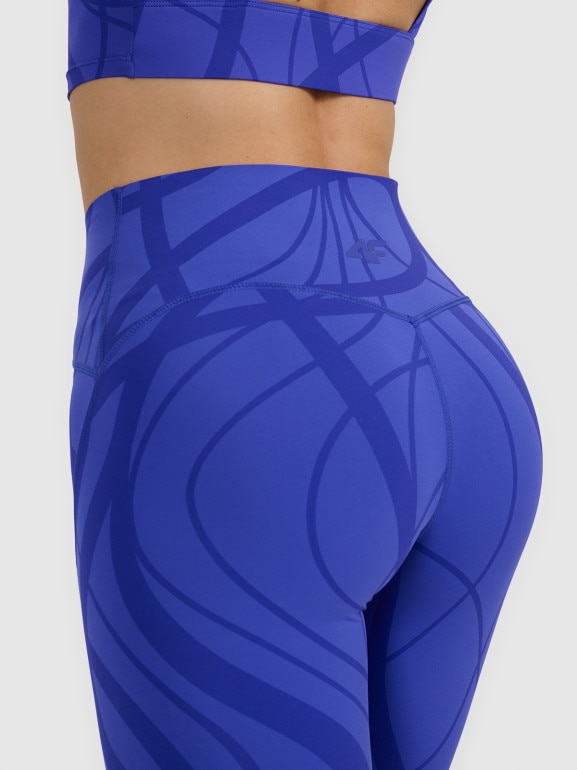 Damskie legginsy treningowe 4F 4FWAW25TFTIF365 - niebieskie