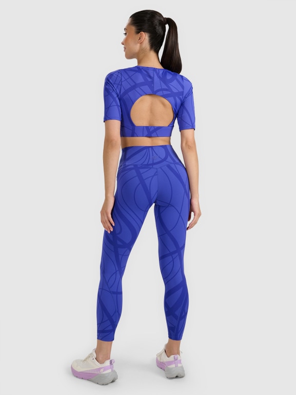 Damskie legginsy treningowe 4F 4FWAW25TFTIF365 - niebieskie