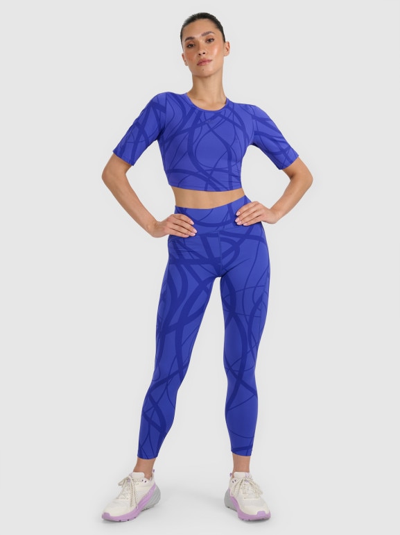 Damskie legginsy treningowe 4F 4FWAW25TFTIF365 - niebieskie