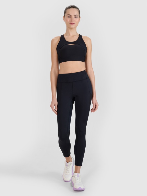 Damskie legginsy treningowe 4F 4FWSS25TFTIF304 - czarne