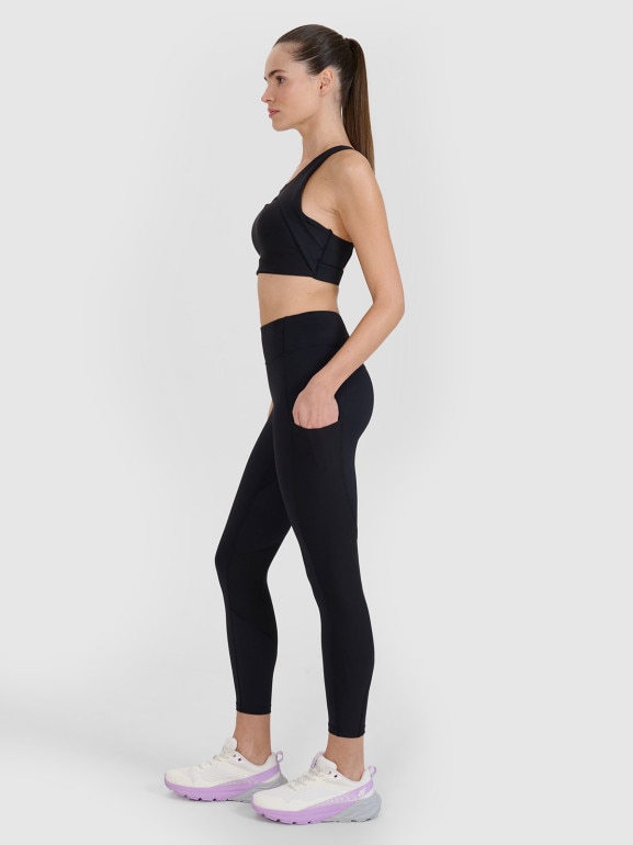 Damskie legginsy treningowe 4F 4FWSS25TFTIF304 - czarne