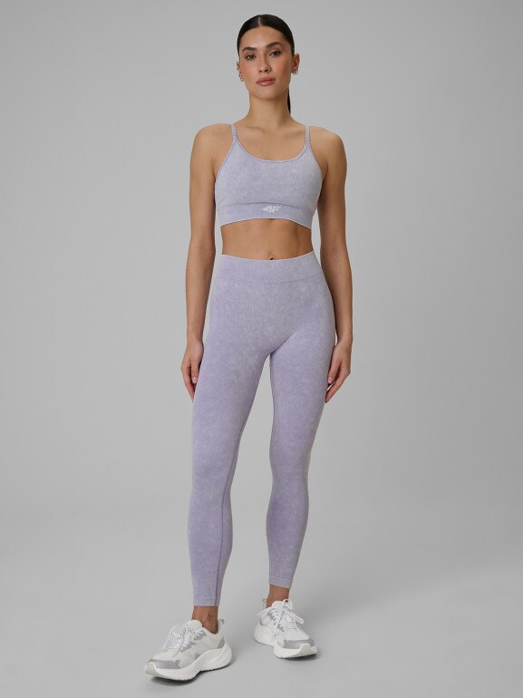 Damskie legginsy treningowe 4F 4FWSS26TFTIF399 - fioletowe