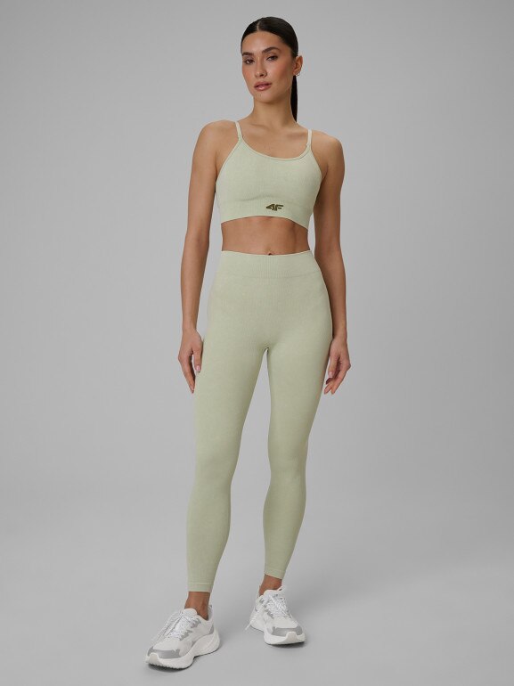 Damskie legginsy treningowe 4F 4FWSS26TFTIF399 - zielone