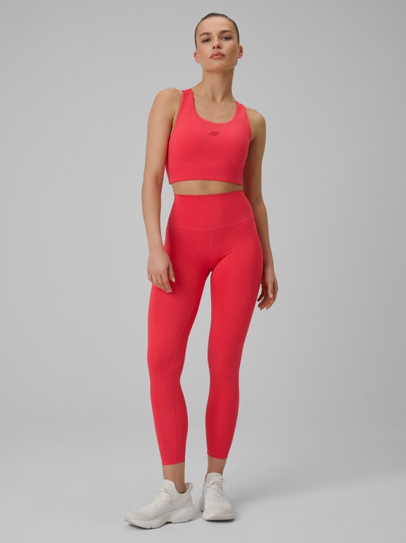 Damskie legginsy treningowe 4F 4FWSS26TFTIF418 - czerwone