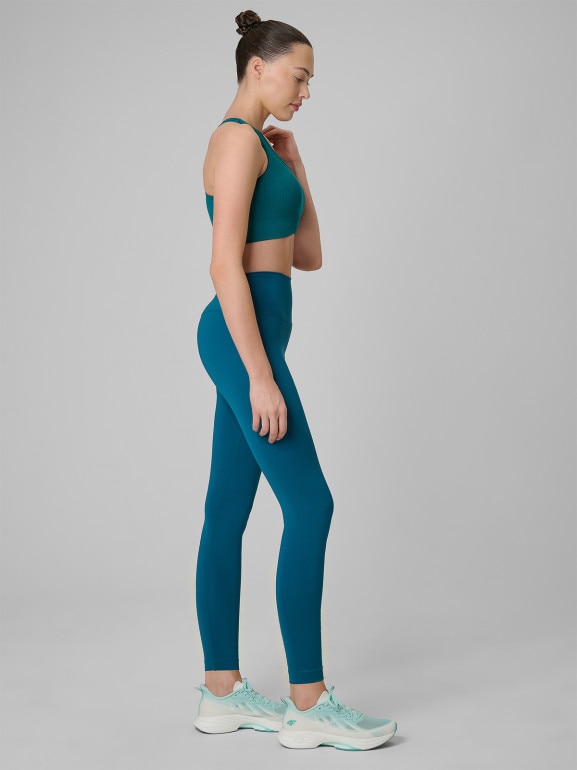 Damskie legginsy treningowe 4F 4FWSS26TFTIF418 - turkusowe