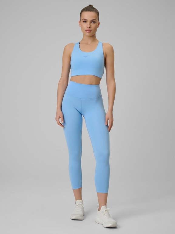 Damskie legginsy treningowe 4F 4FWSS26TFTIF419 - niebieskie