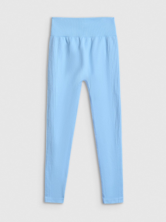 Damskie legginsy treningowe 4F 4FWSS26TFTIF420 - niebieskie