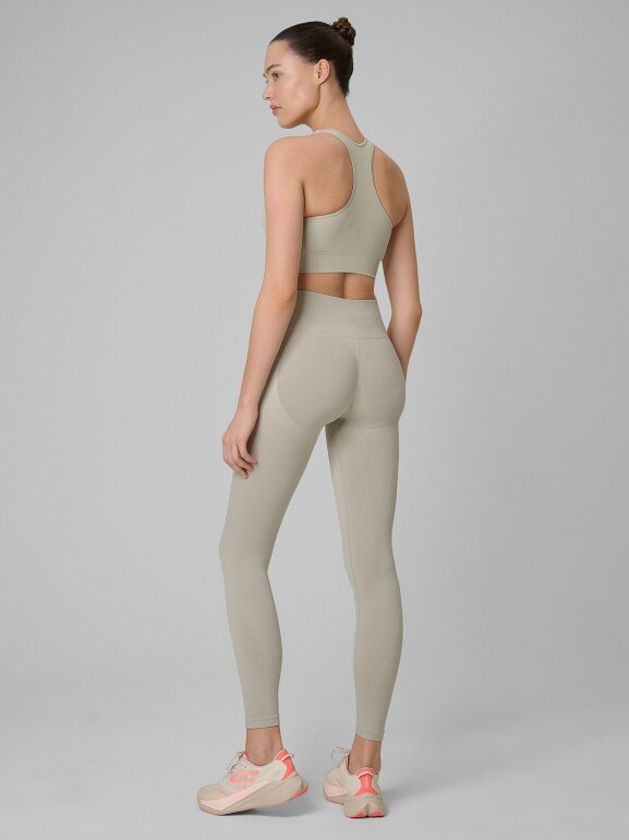 Damskie legginsy treningowe 4F 4FWSS26TFTIF457 - beżowe