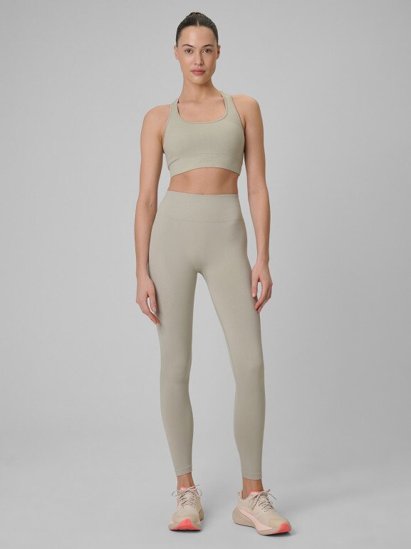 Damskie legginsy treningowe 4F 4FWSS26TFTIF457 - beżowe