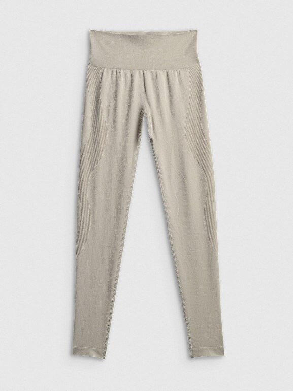 Damskie legginsy treningowe 4F 4FWSS26TFTIF457 - beżowe