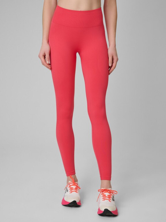 Damskie legginsy treningowe 4F 4FWSS26TFTIF457 - koralowe