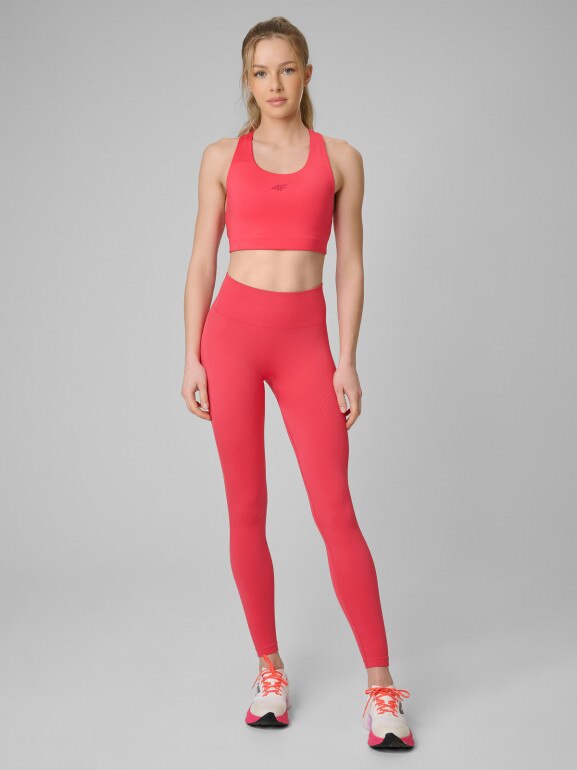 Damskie legginsy treningowe 4F 4FWSS26TFTIF457 - koralowe