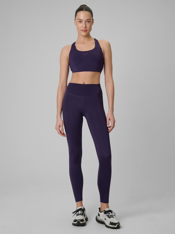 Damskie legginsy treningowe 4F 4FWSS26TFTIF458 - fioletowe