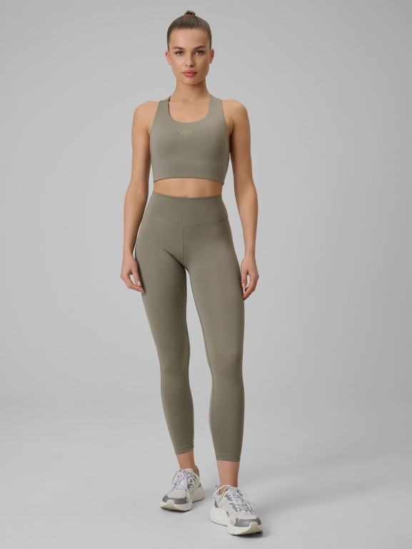 Damskie legginsy treningowe 4F 4FWSS26TFTIF458 - khaki