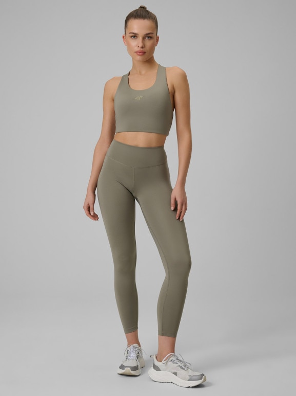 Damskie legginsy treningowe 4F 4FWSS26TFTIF458 - khaki