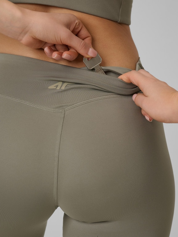 Damskie legginsy treningowe 4F 4FWSS26TFTIF458 - khaki