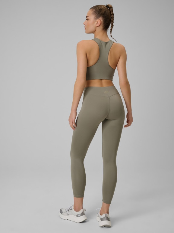 Damskie legginsy treningowe 4F 4FWSS26TFTIF458 - khaki