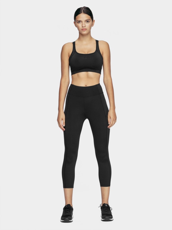 Damskie legginsy treningowe 4F NOSD4-SPDF312 - czarne