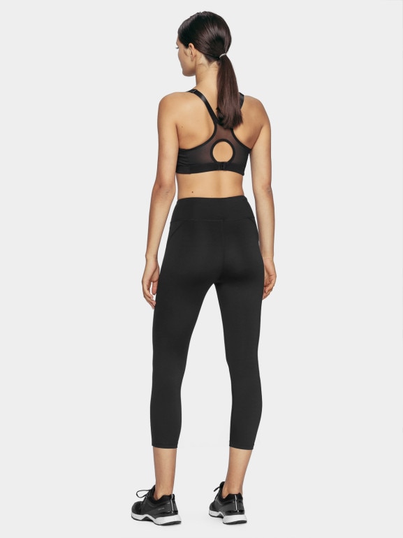 Damskie legginsy treningowe 4F NOSD4-SPDF312 - czarne