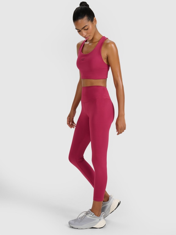 Damskie legginsy treningowe 7/8 4F 4FWAW25TFTIF361 - czerwone