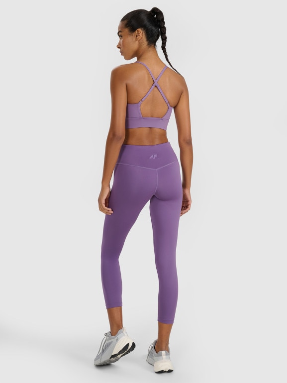 Damskie legginsy treningowe 7/8 4F 4FWAW25TFTIF361 - fioletowe