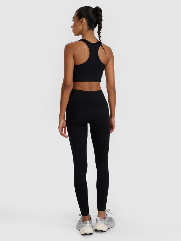 Damskie legginsy treningowe bezszwowe 4F 4FWMM00TFTIF414 - czarne